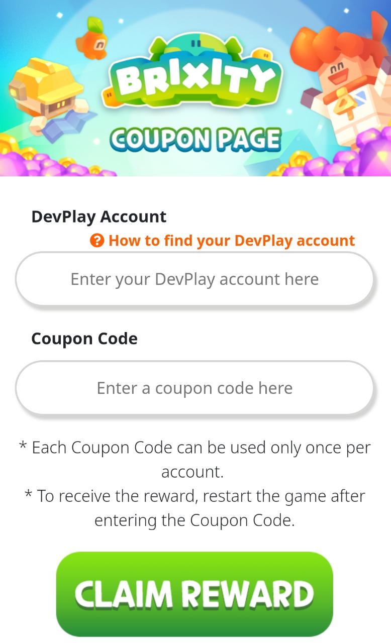 BRIXITY Redeem Code Section